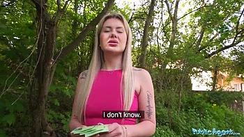 Public Agent Blonde French Jogger Blowjob and Big Dick Fuck