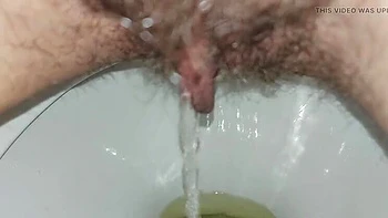Hairy Housewife GinnaGg Pissing Close Up Toilet Pee Play