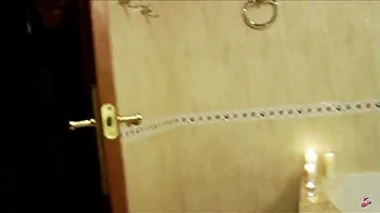 Brunette MILF Blows Young Guy In Bathroom Doggy Style