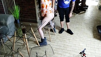 Quarter On The Chair With A Dildo