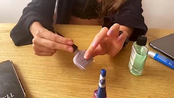 Blonde Latina Amateur Paints Nails and Gets So Wet She Fingers Her Pussy to Orgasm