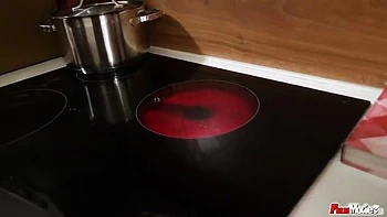 Tanned Brunette Christy Ley Fucks Hard in Kitchen with Big Tits and Deep Throat Blowjob