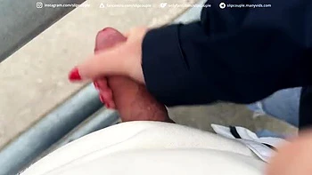 Super Risky Public Handjob on a Bench and Pier - SlipCouple Outdoor Adventure