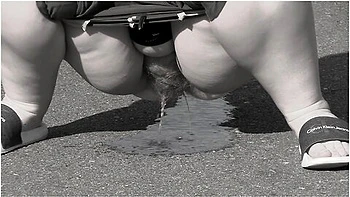 Mature Bbw Milf With A Big Bush On Her Pussy Pisses On The Road