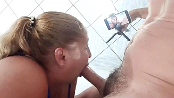 Amateur Blonde Latina with Big Natural Tits Takes Thick Cock Cumshot on Face