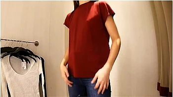 Sexy Teen 18+ With Small Tits Try-on Haul Slim Blouses, Pullovers In Dressing Room