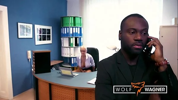 Silicone-pimped secretary Lena Lay lets her boss fuck her mouth & pussy! wolfwagner.com