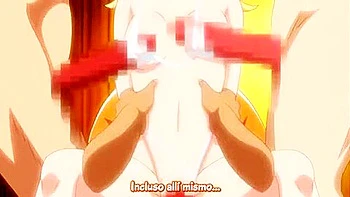 She lets out a pleasurable moan as the men's penises are inserted into her.