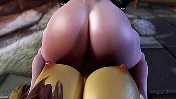 Two Futanari Elfs Fuck Juicy Redhead Warrior Babe 2