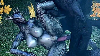 Argonian And Werewolf - Side (forest)