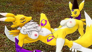 Renamon And Taomon - Tribadism (no Brush Version)