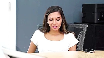 Lesbian Gianna Dior And Hazel Grace Scissor Wildly In Empty Conference Room