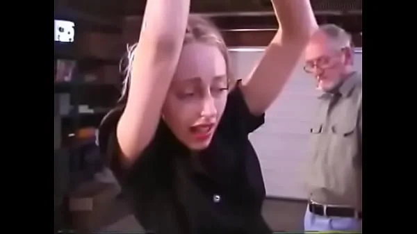 Caning a young slender blonde