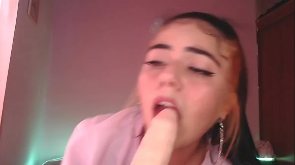 Egirl spits and drools all over cock - Ahegao blowjob