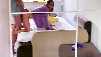 Hot Sex With A Bitch In A Purple Fur Coat