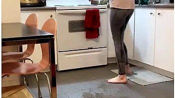 Casually Wetting In The Kitchen