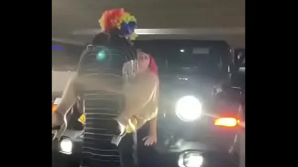 Pink hair whore gets pounded on jeep