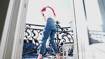 Wetting Jeans And Smoking On Balcony