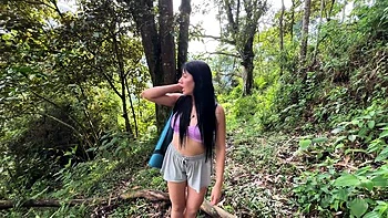 Hot Latina Brunette Gets Horny In The Forest