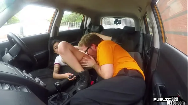 Asian babe publicly fucked by driving instructor