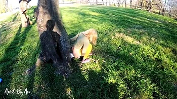 April BigAss Drinks Piss on Street in Real Outdoor Risk