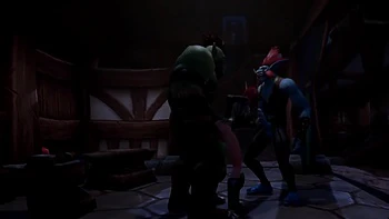 Elf double teamed by an Ork and a Troll