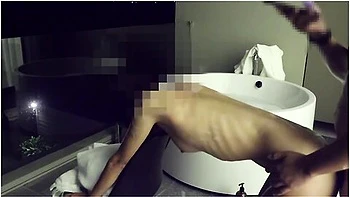 Asian Couple Having Sex In An Outdoor Jacuzzi, Someone Is Peeking