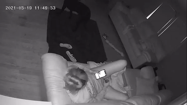 Babysitter Caught Masturbating on Couch with Wife Vibrator Hidden Cam