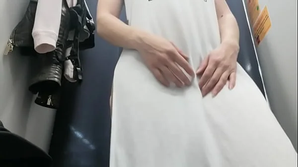 Dressing room. Hidden camera. Russian girl with big boobs and nipples