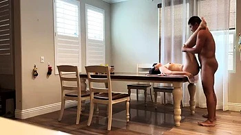 Fucking My Buddy's Wife on the Dining Table While He's Out of Town - Asian MILF Brunette Loud Moaning