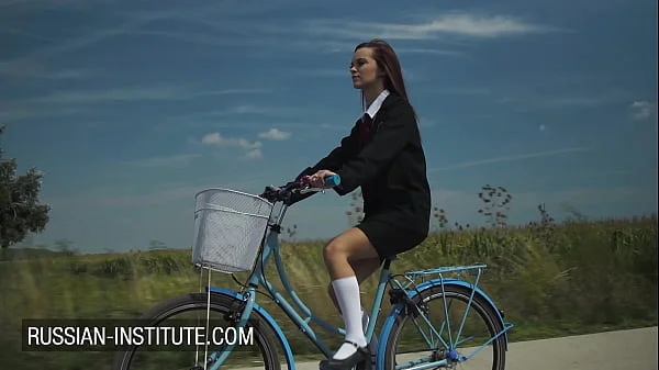 Lea Guerlin has a quick ride with the janitor