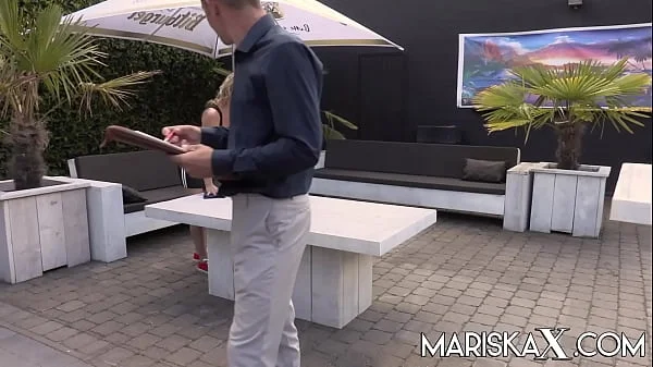 MARISKAX Busty blonde MILF takes on two dicks outdoors