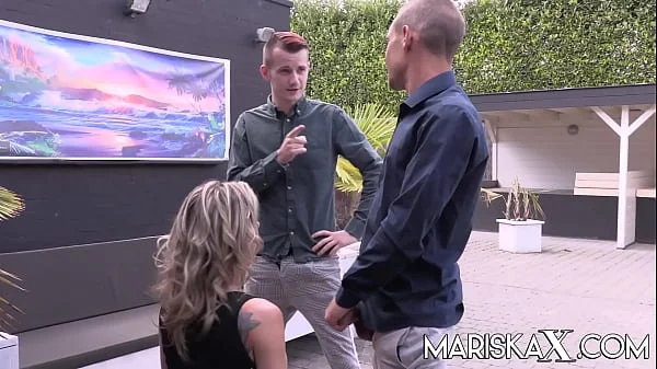 MARISKAX Busty blonde MILF takes on two dicks outdoors