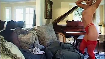 Alluring blonde MILF blows and rides bbc