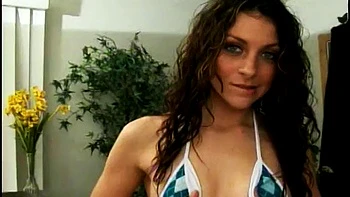 Brunette with small tits rolls her eyes on his dick