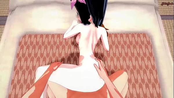 POV fucking Nezuko Kamado on the floor and cumming in her tight pussy - Demon Slayer Hentai