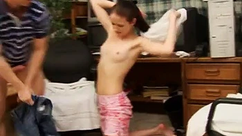 Hot threesome sex with cute brunette bitch