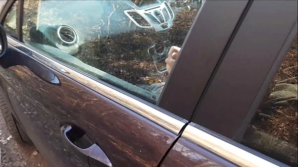 Youtube Blogger Caught a Guy Jerking off in a Car in a Public Park and Helped him Cum by Hanjob