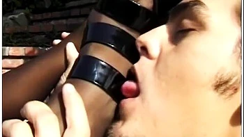 Hot Footjob On Nylon Feets