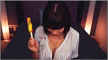 Asmr Amy Ice Licking Sucking Eating Mouth Sounds Whispering