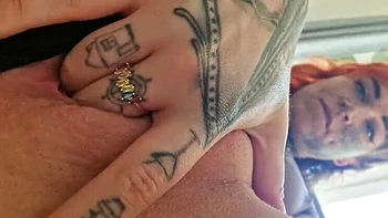 BaleaTheScarleg Fingering Her Wet Hairy Pussy Solo - Goth Redhead MILF Masturbation Close-Up