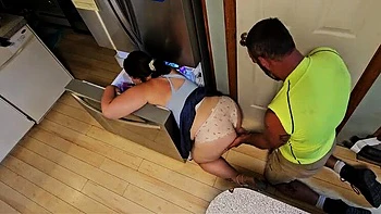 Asian teen stepsister stuck in freezer gets hard pounding from behind - Kimiko Fox