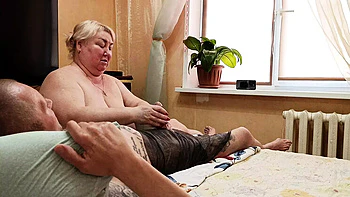 MILF Mother In Law Jerks My Dick With Oil Handjob Till Cumshot