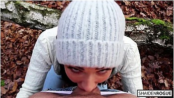 Freckled Teen Sucks & Swallows In The Woods - Shaiden Rogue