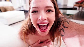 A long-haired brunette, Myra Moans, gets a hot blowjob from her partner Jack Vegas.