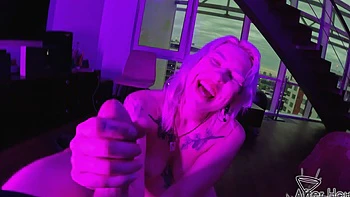 Tattooed babe sam shows off her big natural boobs in pov