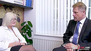 Boss Confronts His Mature Employee Lacey Because He Found Sexy Photos Of Her On The Computer