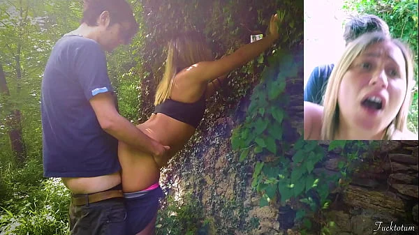 Teen Amateur Outdoor in the Forest - Cloted Quickie Standing Fuck