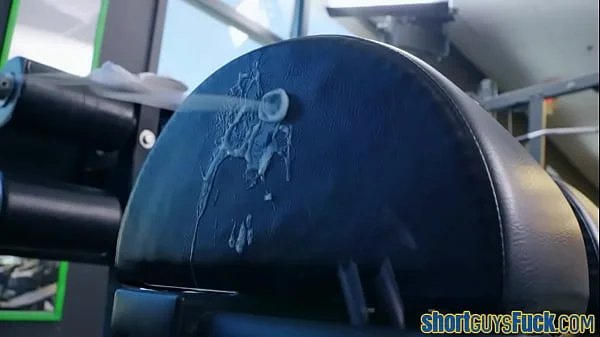 Milf rides short guy in the gym during workout