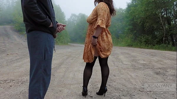 THE GIRL OF A DREAM! I pull my cock out this stranger is clearly horny! XSanyAny